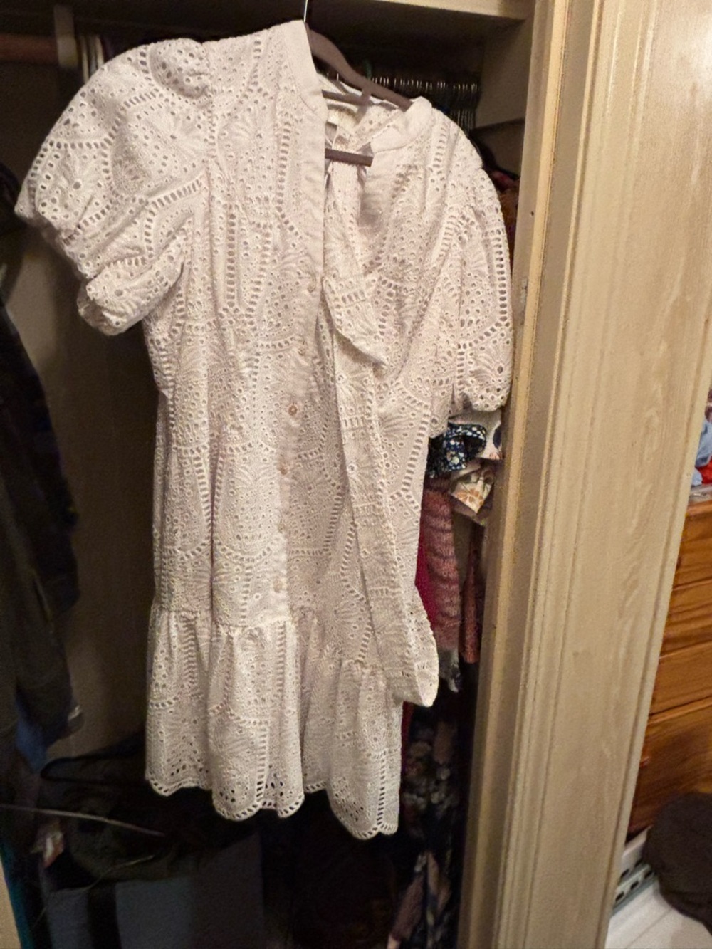 Lilly Pulitzer White Eyelet Puff-Sleeve Tie Mini Dress - Picture 8 of 8